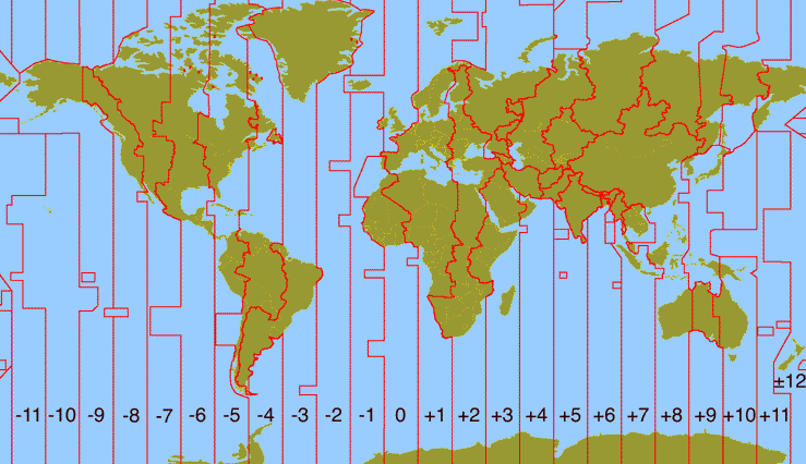 Time Zones of the World for River Cruise Vacation Travel