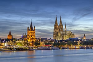 Sail down the Rhine River visiting exciting ports like Cologne